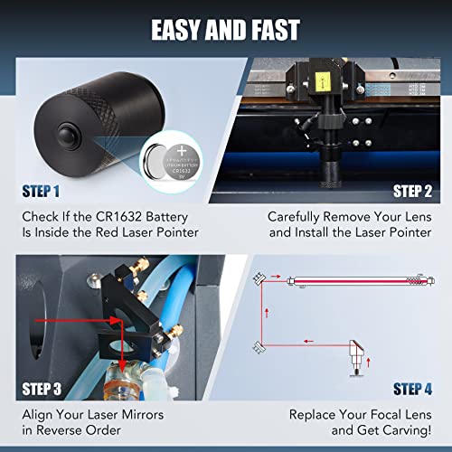 OMTech CO2 Laser Alignment Tool For Laser Engravers, Precision Red