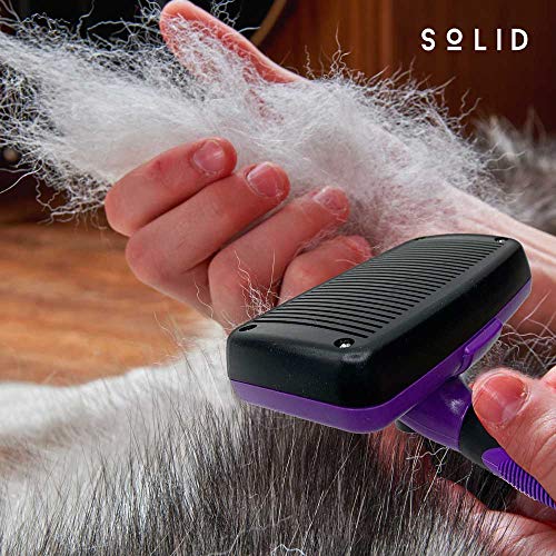 Solid Self-Cleaning Slicker Brush for Dog,Cat, Pets of All Sizes & Hair Lengths, Shedding Grooming Tool, Removes Undercoat, Long Matted Hair, Dander, Dirt, Massages, Improves Circulation
