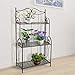 MORITIA Foldable 3 Tier Metal Plant Stand Scrollwork Design Indoor and Outdoor Flower Rack, Home Storage Organizer Shelf, 21.6W x 44.8H x 11.0D Inchthumb 1
