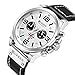 Military Watches for Men Men's Leather Strap Analog Quartz Wristwatch Fashion Sport Watch for Men Chronograph Date CAOWTAN (Black Silver White)