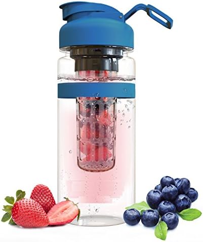 Healthful Hydration Fruit Infuser Water Bottle – Insulated Sports Bottle – Flip Top Travel Tumbler – Leak Proof, Shatterproof, BPA-Free Tritan Plastic 32 oz
