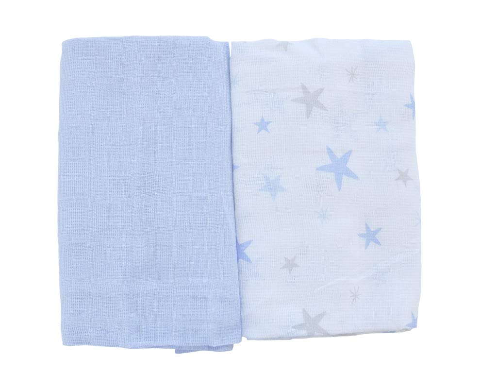 MI CASA My Home Baby Stars Blue Cloth 100Percentalg SET3