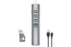 SSPONT Metal Presentation Clicker with Laser Pointer for Powerpoint Presentations Powerpoint Clicker Remote Wireless Presenter Presentation Clicker Power Point Clicker (Green Light-Model A)