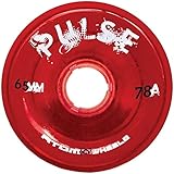 Atom Skates Pulse Outdoor Quad Roller Wheels 78A, Red, Set of 8, 65mm x 37mm