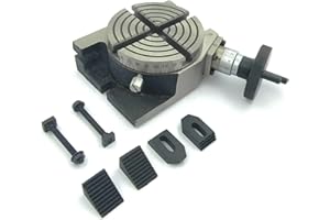 AD INTERNATIONAL 4" Inch (100 mm) Rotary Table 4 Slot for Milling Machine with M6 clamp kit