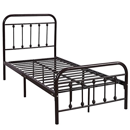 Metal Platform Bed Frame with Headboard and Footboard 12 Legs Mattress