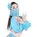 BellyLady Belly Dance Tribal Face Veil With Beads, Halloween Costume Accessory-Lake Blue