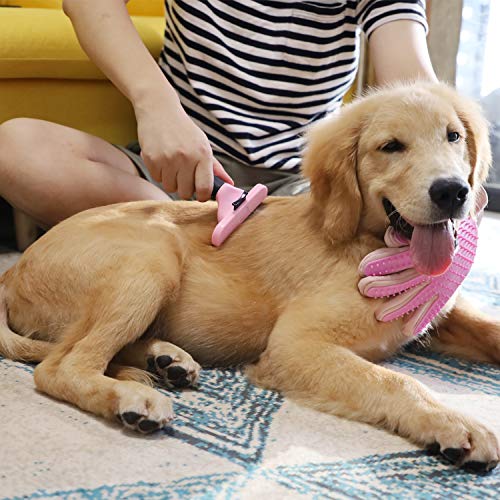 Hesiry Pet Dogs & Cats Grooming Brush for De-Shedding with Self Cleaning, Remove Pets Matted Short and Long Hair