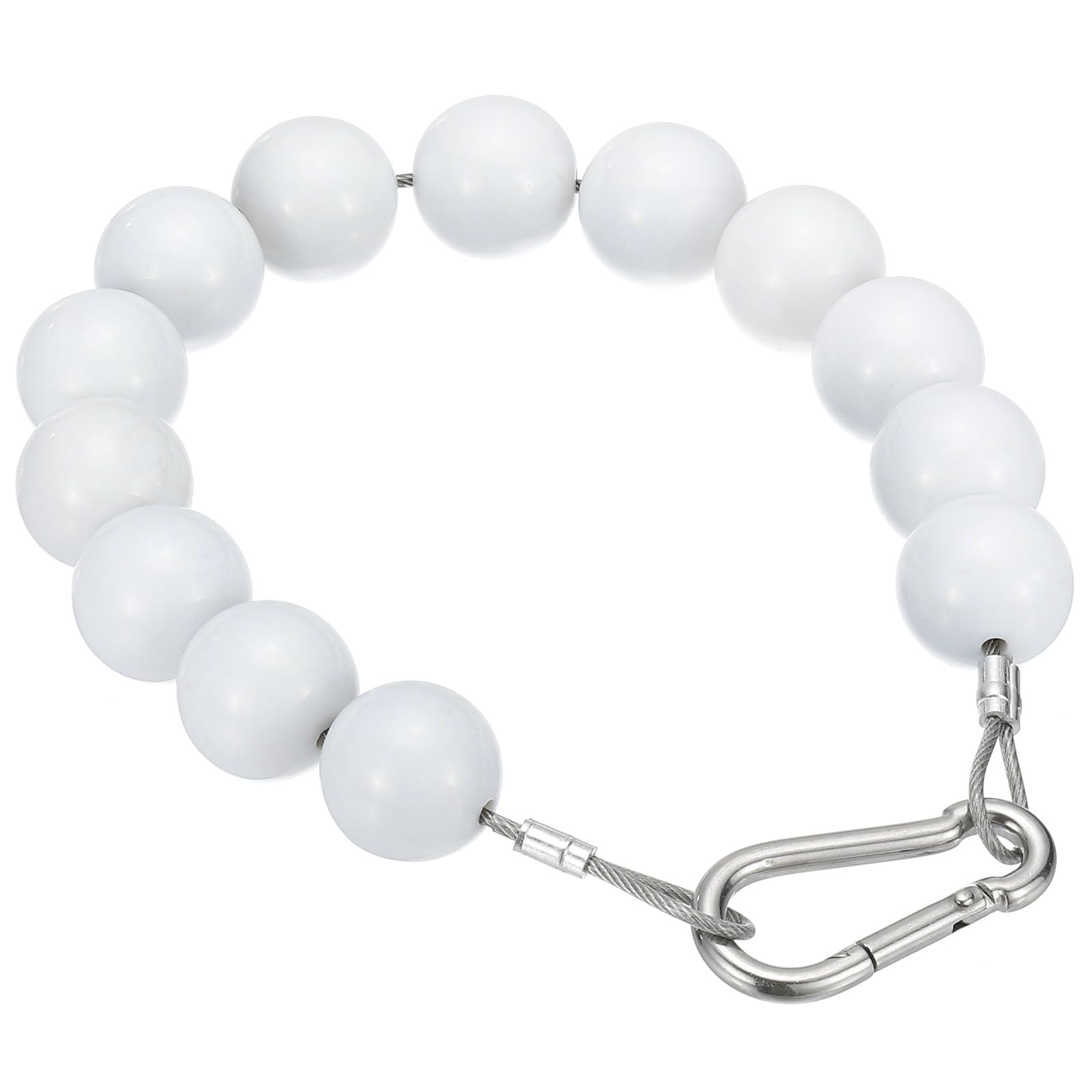 PATIKIL Flagpole Retainer Ring Flag Pole Accessories, Flag Beaded Mount Ring Fits 2" to 3" Flagpole Keep Flag Close to Pole Weight with Stainless Steel Cable for Outdoor Flagpole, White