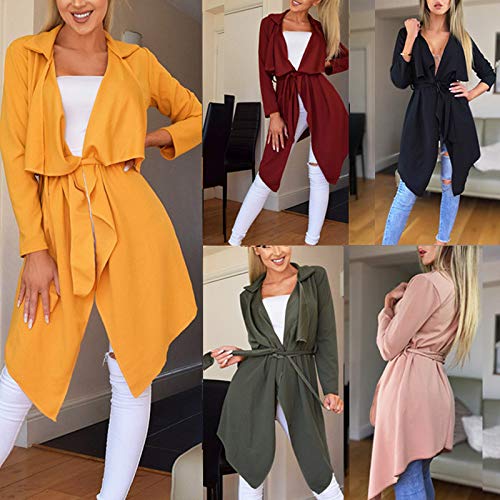 Clearance Women's Hem Solid Coat, Duseedik Ladies Loose Irregular with Lapel Trench Coat Cardigan Tops