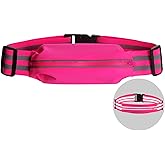 Oeyliz Running Belt Running Phone Belt for Women and Men Phone Holder Runners Pouch Waist Reflective Runners Money Belts Exercise Waist Workout Jogging Running Gear Accessories (Pink）