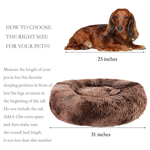 MeMoreCool Calming Bed for Dogs Pet Faux Fur Donut Cuddler Dog Beds