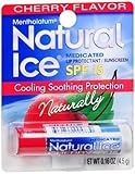 Mentholatum Natural Ice Lip Medicated Lip Balm SPF 15 - Cherry Flavor (Pack of 12)