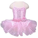 TFJH Kids Little Girls' Ballet Flower Sequin Sleeveless Leotard Tutu