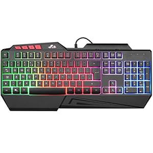 Rii RK202 Gaming Keyboard,LED Rainbow Backlit Light up Keyboard With Membrane Keys,Spill-Resistant,for PC Computer…