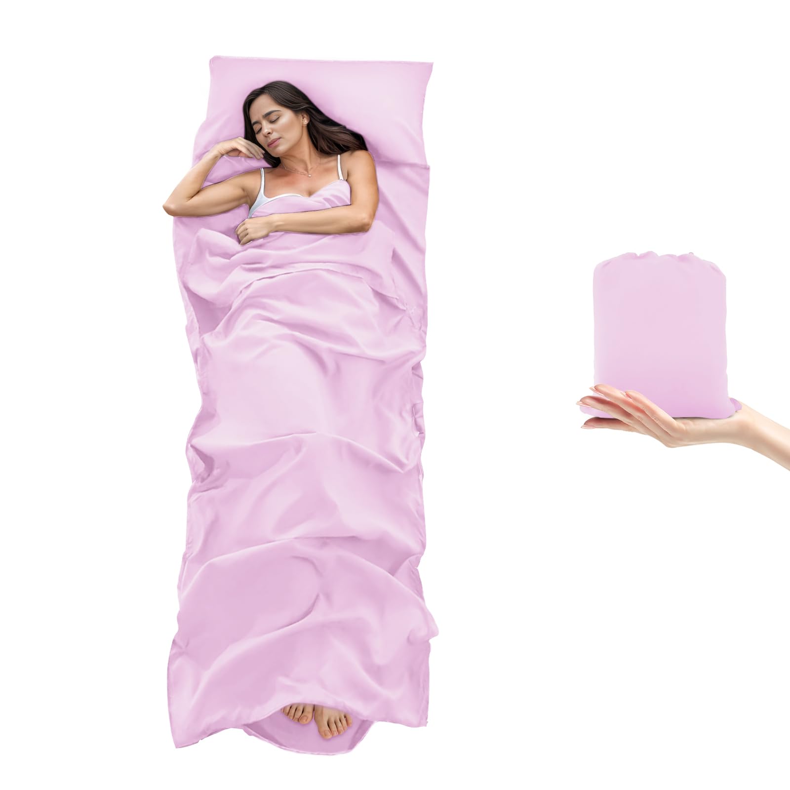 BREENHILL Sleeping Bag Liner, Camping Sheets & Travel Sheet, Hostels & Traveling Adult Sleep Sack for Backpacking, Hotels Lightweight Single & Double Camping Sleeping Bag Liners Pink — image 1