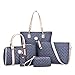 H&X Womens 6 Pcs Shoulder Bags Top-Handle Handbag Tote Purse Set