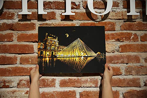 Scratch & Sketch Art Paper for Adults & Kids, Scratch Paper Rainbow Painting Sketch Pads DIY Art Craft Night View Scratchboard with Clean Brush,Scratch Coloring Pen,16 X 11.2 Inches (Louvre) - Thumbnail 4