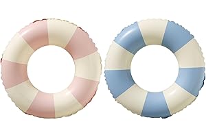 BAITEMJIA Swimming Pool Floats for Kids Ages 5-10, Inflatable Tubes With Simple Stripes, Cute Swim Rings, Floaties Water Toys for Beach Party