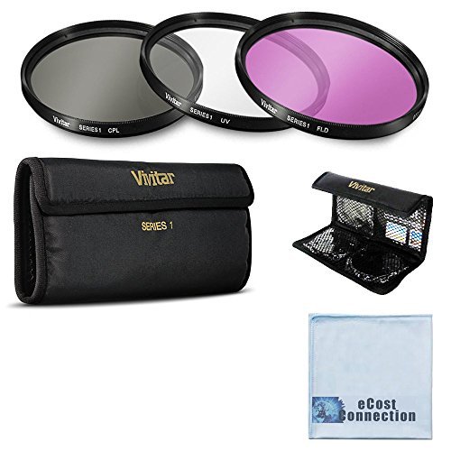 Vivitar 3 Piece UV / CPL / FLD 52mm Filter Kit for Nikon D3200, D5000, D5100, D5200, D5300, D7000, D7100, D1H, D2H, D2X, D3, D3S, D3X, D4 Cameras &More + eCost Microfiber Cloth