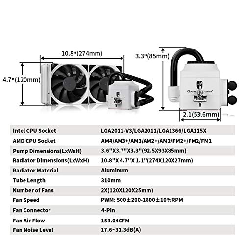 DEEPCOOL CAPTAIN 240EX RGB WHITE, AIO Liquid CPU Cooler, Sync RGB Waterblock and Strip with Cable Controller or Motherboard with 12V RGB 4-pin Header, 2×120mm PWM Fans, AM4 Compatible, 3-year Warranty