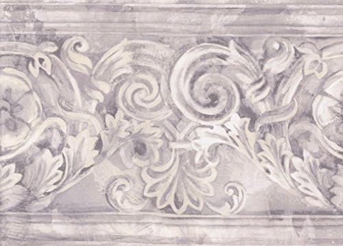 Grey White Stone Column Molding Wallpaper Border