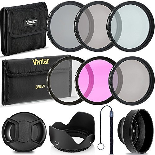 Professional 58MM UV CPL FLD Filters, VIVITAR Neutral Density Set, 10 Piece Compact Photography Accessories for Canon
