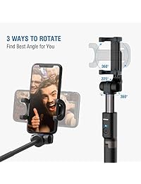 Mpow Palo de Selfie Bluetooth, extensible Palo de Selfie trípode con disparador remoto inalámbrico para iPhone X 8 8P 7 7P 6S 6P, Galaxy S5 S6 S7 S8, , Huawei y más, Negro