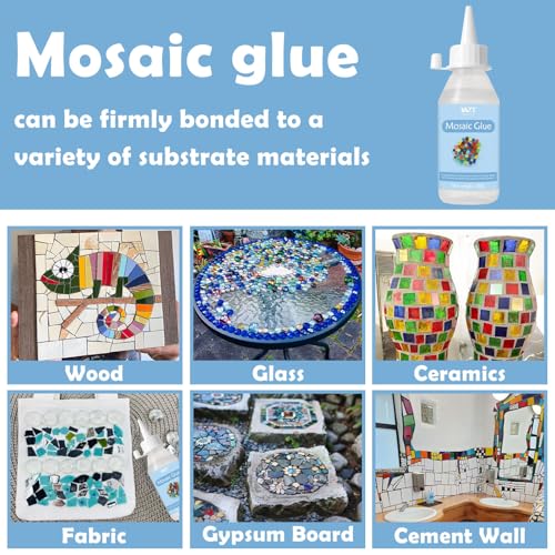 Mosaikkleber 100ml, Transparent Mosaik Kleber für DIY Bastelarbeiten, Ungiftig und Wasserfest, Ideal für Alle Fliesen und Oberflächen thumbnail 3