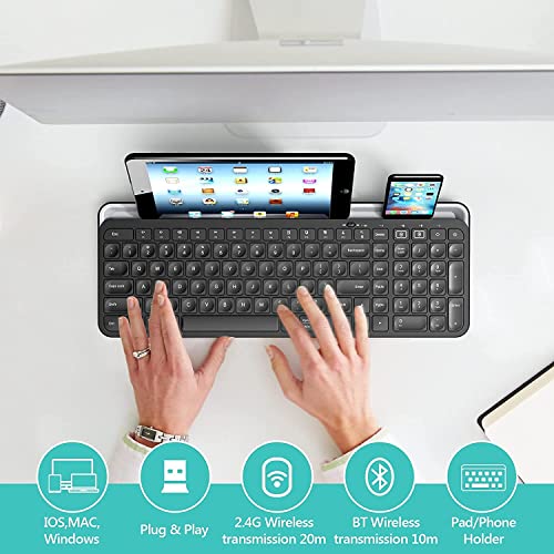 Wireless Bluetooth Keyboard with Number Pad, 2 in 1 Wireless & Bluetooth Gotying Multi-Device Tablet Keyboard for ipad,Phone, iOS, Android, Mac and Windows (Black)