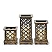 Flameless Candle Lanterns with Remote, Warm White LEDs, Wood with Bronze Undertones, Indoor/Outdoor Use, Batteries Included, Set of 3