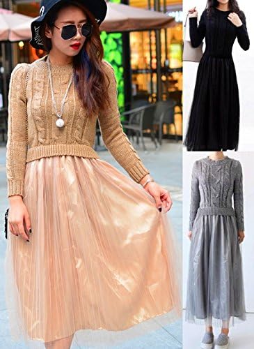 Amazon ニットワンピース カットソー 切替 重ね着風 全3色 233 色 カーキ サイズ Free 1点 1点 レディース 通販