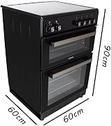 ElectriQ 60cm Double Oven Electric Cooker - Black, Convection, 2 Ovens view 9