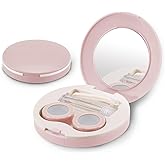 2 Pack Travel Contact Lens Case Kit, Portable Eye Contact Case with Mirror, Remover Tool, Tweezers & Solution Bottle, Lens Ho