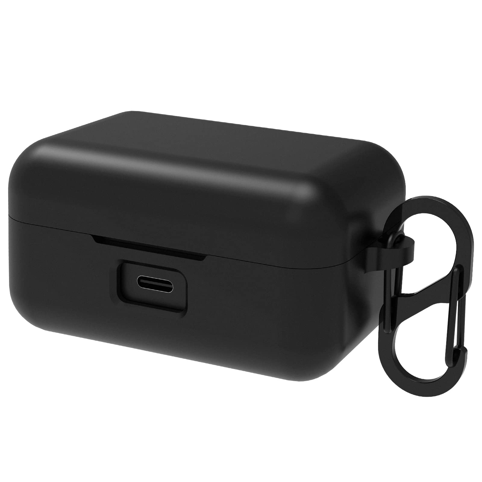 Geekria Silicone Case Cover Compatible with Sennheiser MOMENTUM True Wireless 3 Earbuds, Earphones Skin Cover, Protective Carrying Case with Keychain Hook, Charging Port Accessible (Black)