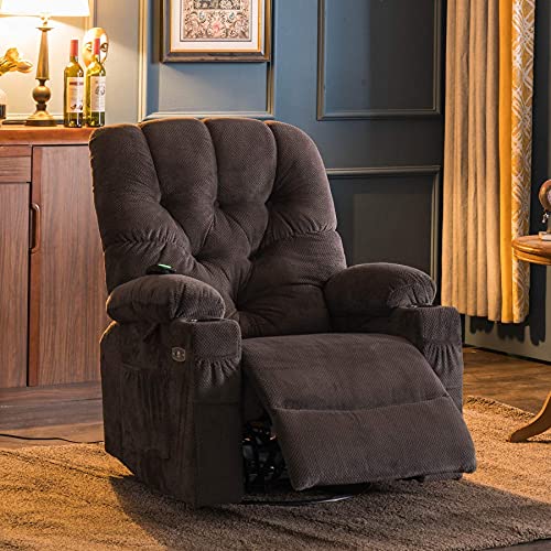 Electric Power Swivel Glider Rocker Recliner Chair with Cup