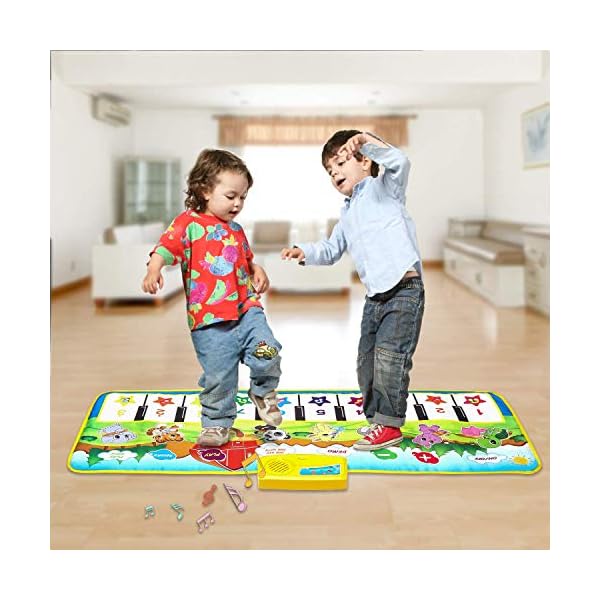 m zimoon Kids Piano Mat, Piano Music Mat Dance Mats Touch Play Mats Floor Keyboard Musical Carpet Mat Gift Toys for 2 3…