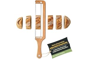 Oillase Bread Pilot Adjustable Bread Knife – Upgraded Bread Slicer for Homemade & Sourdough Loaves, Serrated Stainless Blade 