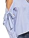 SheIn Women's Striped Ruffle Stand Collar Cold Shoulder Blouse Large Blue