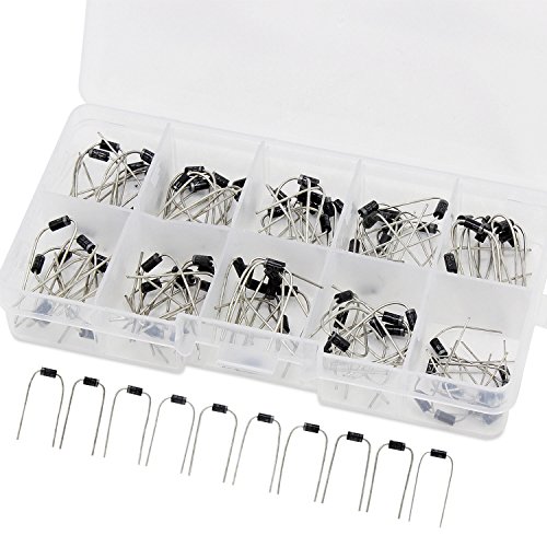 OCR 100Pcs Rectifier Diode 10Values Axial Lead Rectifier Diode Assortment Kit