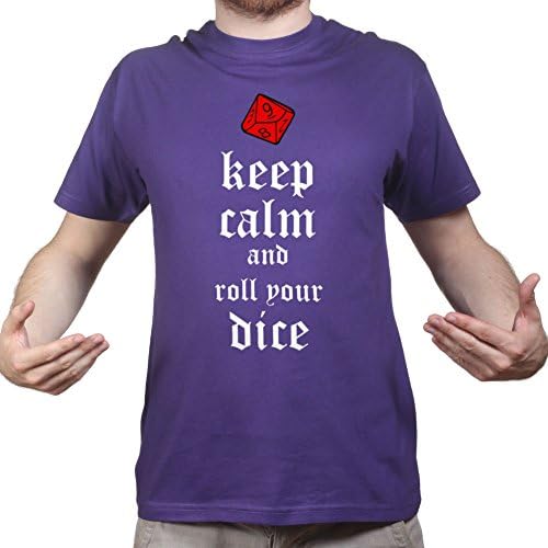 CeePeeTee Mens Keep Calm and Roll The Dice Gaming T-shirt M Purple