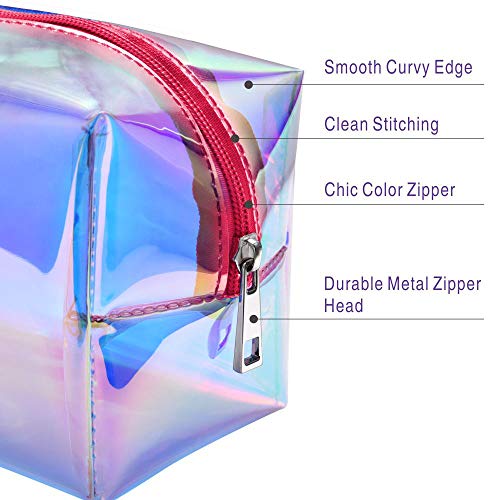 Holographic Makeup Bag, F-color 2 Pack Large Travel Makeup Bag, Fashion Toiletry Bag Cosmetic Organizer for Women, Rose Pink 5 Holographic Makeup Bag, F-color 2 Pack Large Travel Makeup Bag, Fashion Toiletry Bag Cosmetic Organizer for Women, Rose Pink