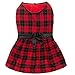 OFPUPPY Plaid Fleece Dress Jacket for Large Dogs Red Decent Style with Bowtie Puppy Winter Clothes Coat