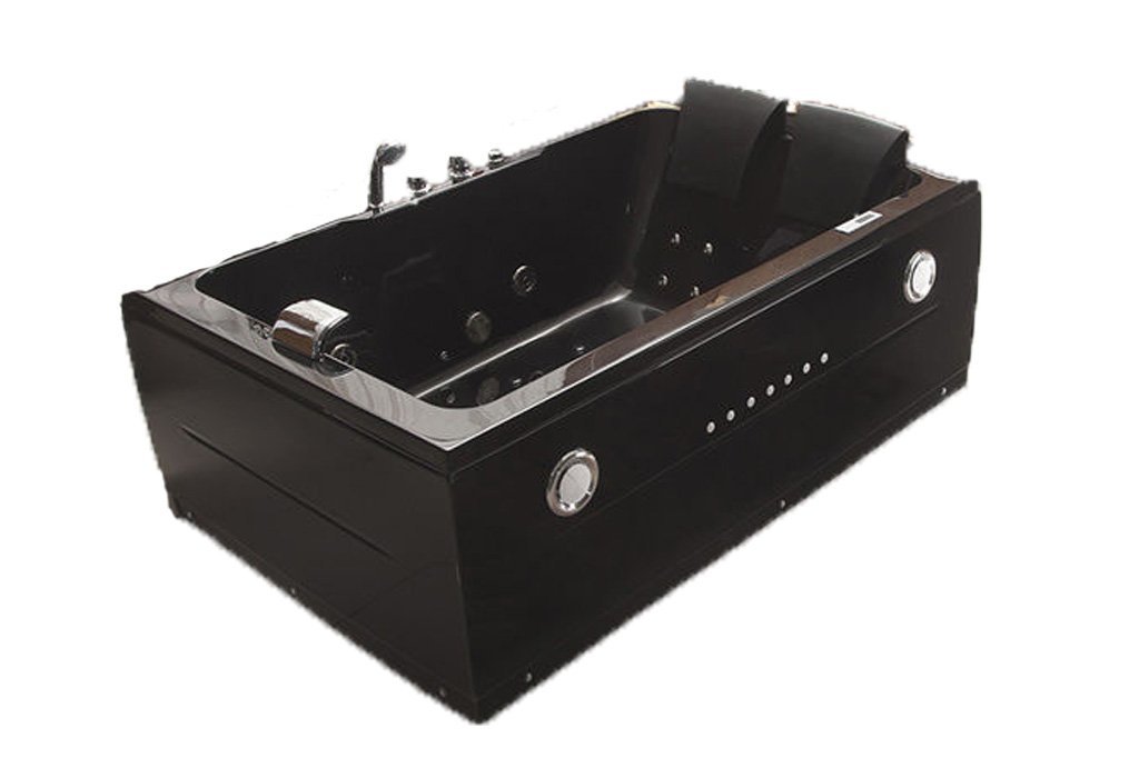 2 Two Person Indoor Whirlpool Massage Hydrotherapy Black Bathtub Tub