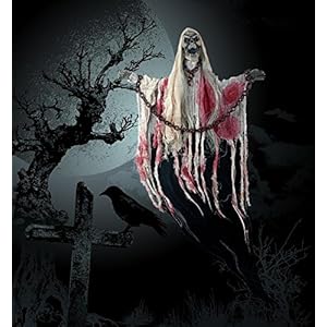 Joyin 40-inch Animated Skeleton Ghost Halloween Decoration with Glowing Red Eyes and Great Sound Effect