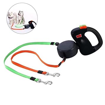 Pawaca Automatische Hund Versenkbar Leine, Doppelte Hundeleine für 2 Hunde, Geeignet für Kleine und Mittelgroße Hunde-etwa 10