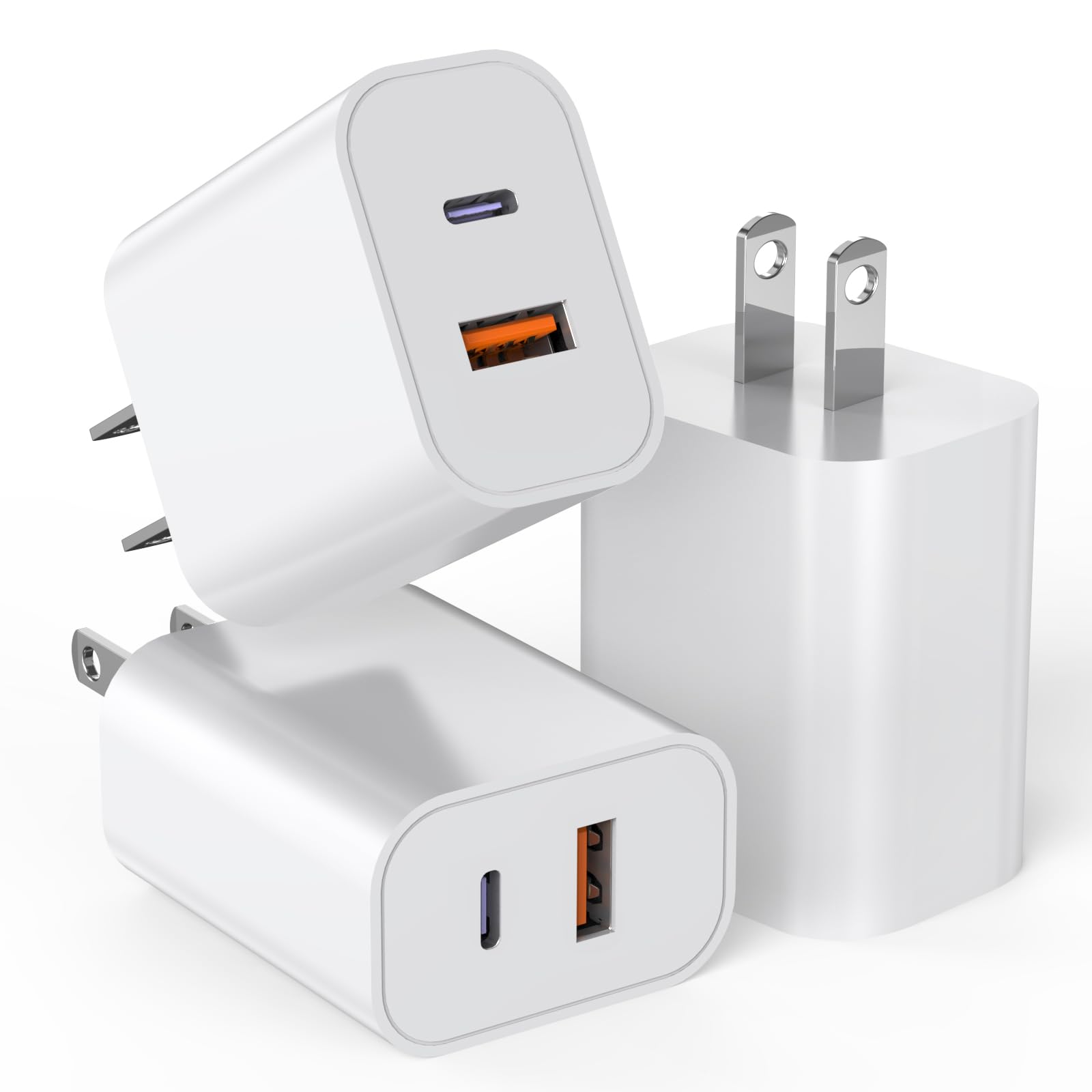 Photo 1 of ***PARTIAL SET, ONLY 2 - PRICE ADJUSTED***USB C Charger Block,3Pack 20W Dual Port USB C Wall Charger Plug Fast Charging Adapter USB A Quick Charging Brick Plug for iPhone Air/17 Pro Max/16E/16 ProMax/16Plus/15/14/13/12/11/XS,iPad Pro,AirPods