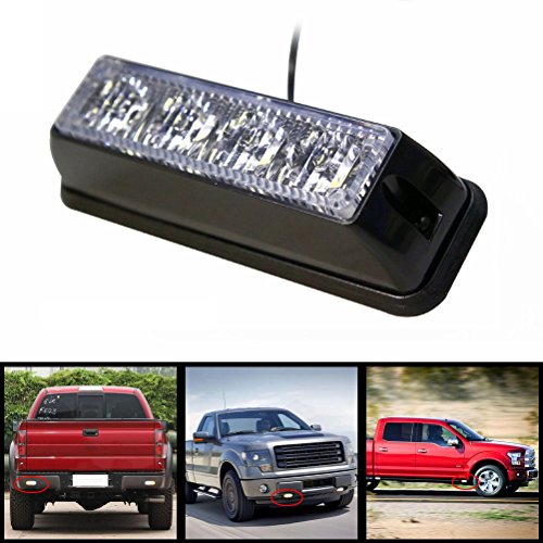 Favson 4 LED Strobe Lights for Trucks Cars Van with High Intensity White&Yellow Emergency Flasher(2 pcs)