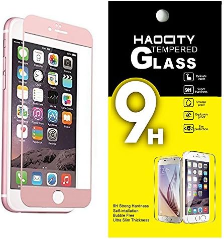 iPhone 6 Screen Protector, HAOCITY Carbon Fiber Full Screen Tempered Glass Protector 3D Curved 0.2mm [Ultra Thin] Edge-to-Edge Complete Coverage Screen Protector for Apple iPhone 6/6S (Rose Gold)