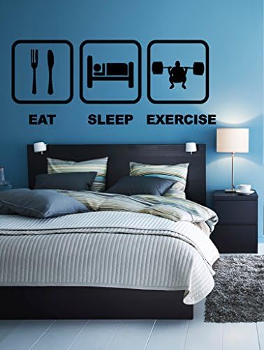 Wall Sticker Decal Room Eat Sleep Exercise Work out training fitness gym crossfit 1681b